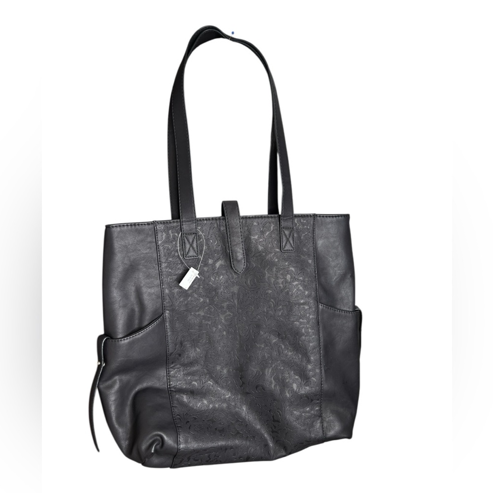 Chic Black Leather Tote Bag – NWT